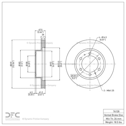 Dynamic Friction 604-76128 Front Brake Rotor