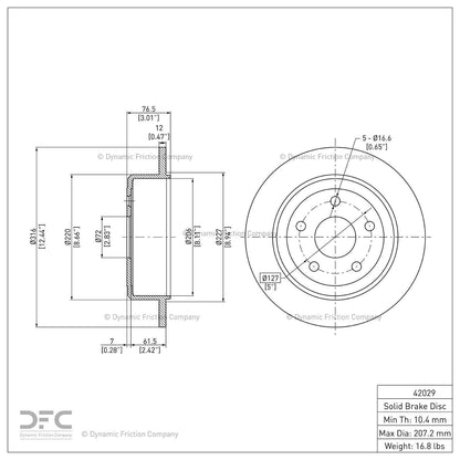 Dynamic Friction 604-42029 Rear Brake Rotor