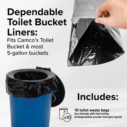 CAMCO 41548 Camco Toilet Waste Bags - Features a Biodegradable Powder & Leak Proof Double Bag Design - Great for Camping, RVing, Hiking, or Boating - 10-Pack (41548)