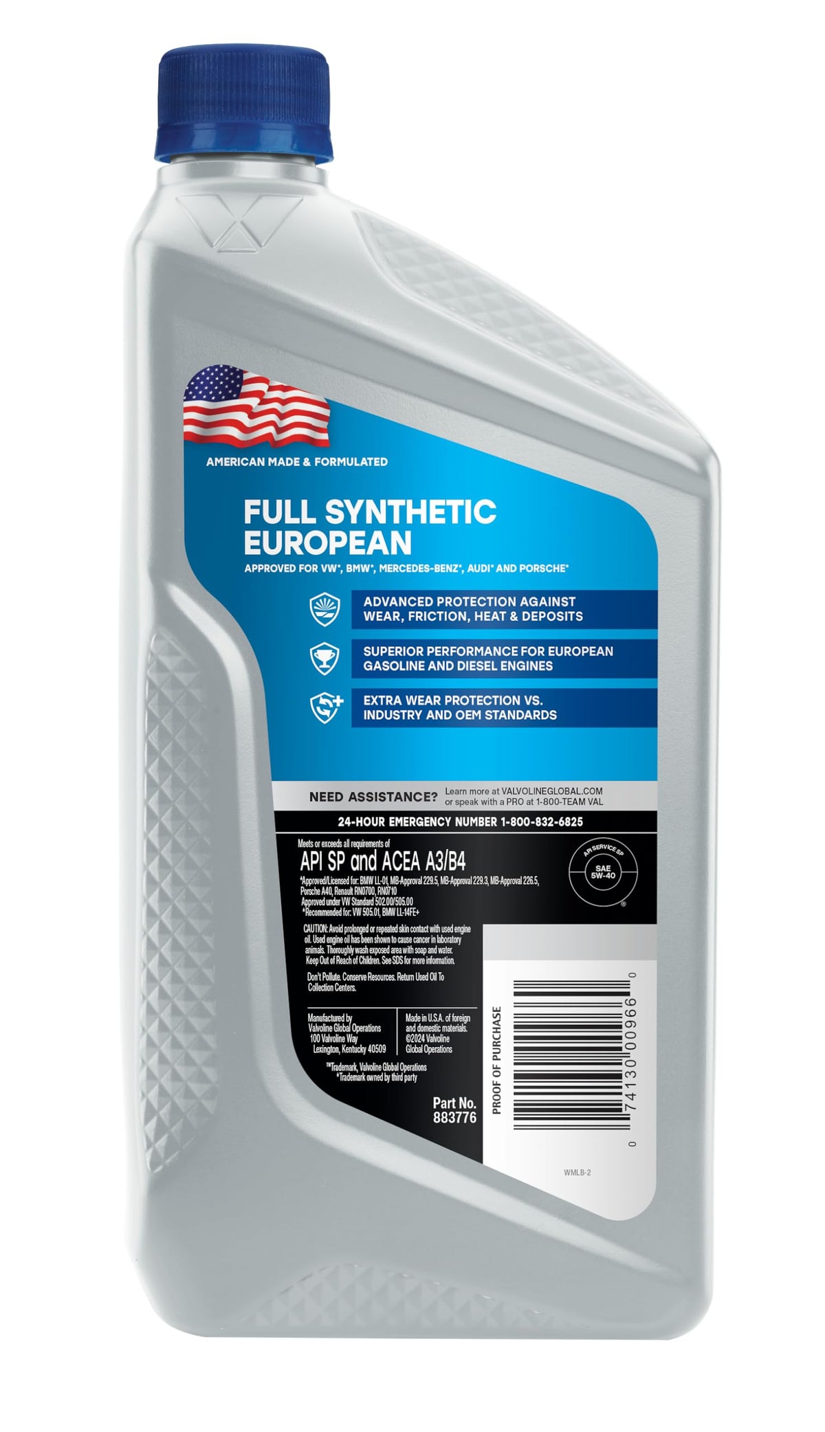 VALVOLINE VV966 Valvoline - VV966-CS 5W-40 MST SynPower Full Synthetic Motor Oil - 1qt (Case of 6) (VV966-6PK)