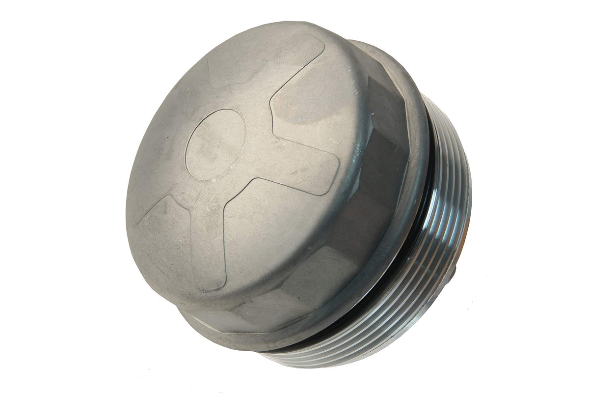 URO Parts 11427525334PRM Oil Filter Cover, Aluminum vs OEM is plastic