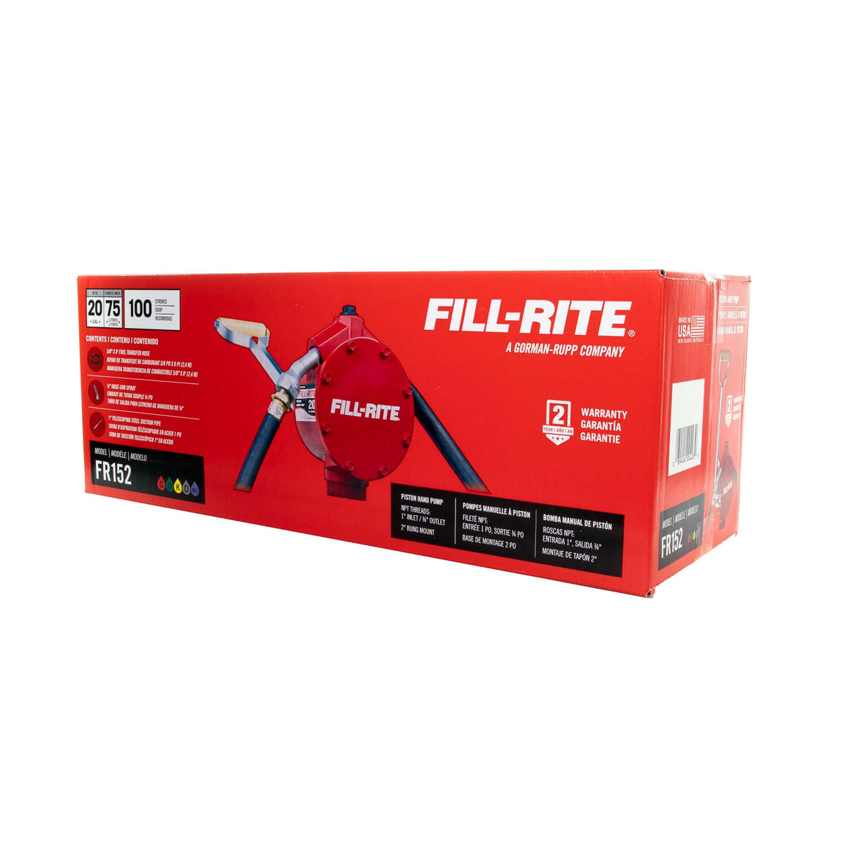 FILL RITE FR152 Fill-Rite FR152 Piston Hand Pump with Hose & Nozzle Spout, Red