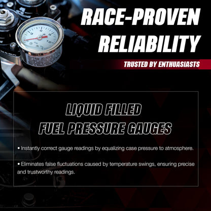 AEROMOTIVE 15632 Aeromotive Fuel Pressure Gauge 0-15 PSI - Liquid Filled Inline Fuel - 15632