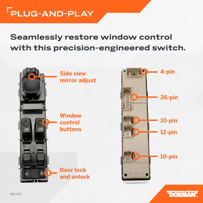 DORMAN 920-023 Dorman 920-023 Front Driver Side Master Window Switch Assembly - 5 Button Compatible with Select Chevrolet/GMC Models