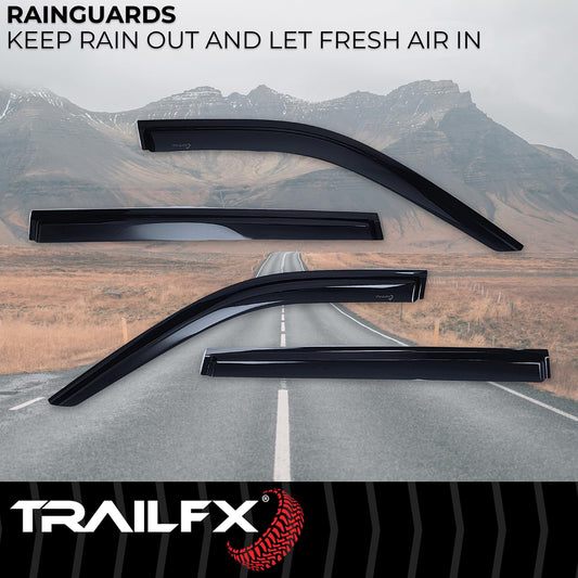 TRAILFX 4739H TrailFX Acrylic Rainguards Fits 2020-2025 Toyota Highlander Low Profile Tape-On Smoke Window Vents Outside Channel Mount Set of 4 Rain Guards TrailFX 4739H