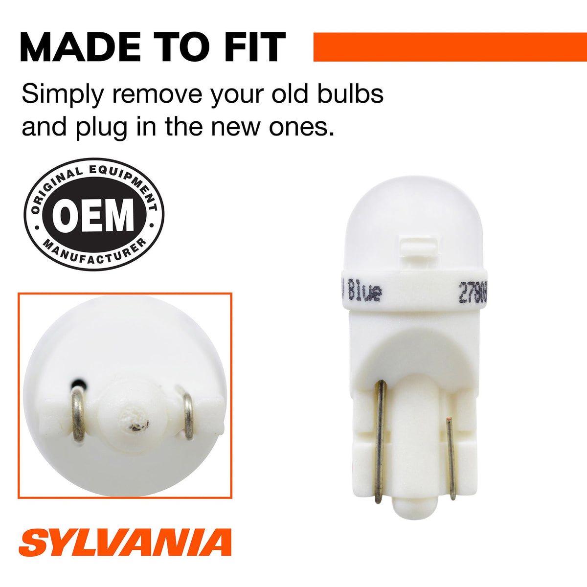 SYLVANIA 194BSL.BP2 SYLVANIA 194 T10 W5W LED Blue Mini Bulb, Interior Light, 2 Bulbs