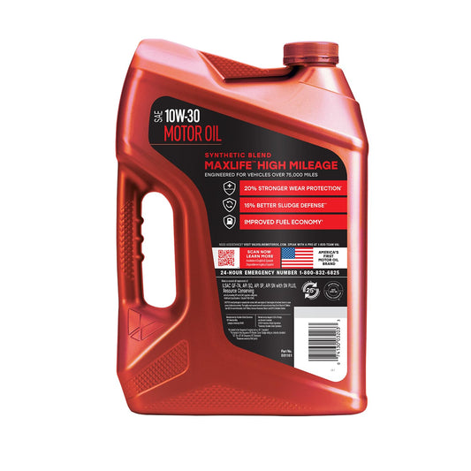 VALVOLINE 881161 Valvoline High Mileage with MaxLife Technology 10W-30 Synthetic Blend Motor Oil 5 Quart