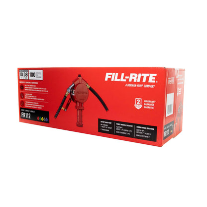 FILL RITE FR112 Fill-Rite FR112 Fuel Transfer Rotary Hand Pump w/Discharge Hose, Straight Spout, Vacuum Breaker, & Suction Pipe