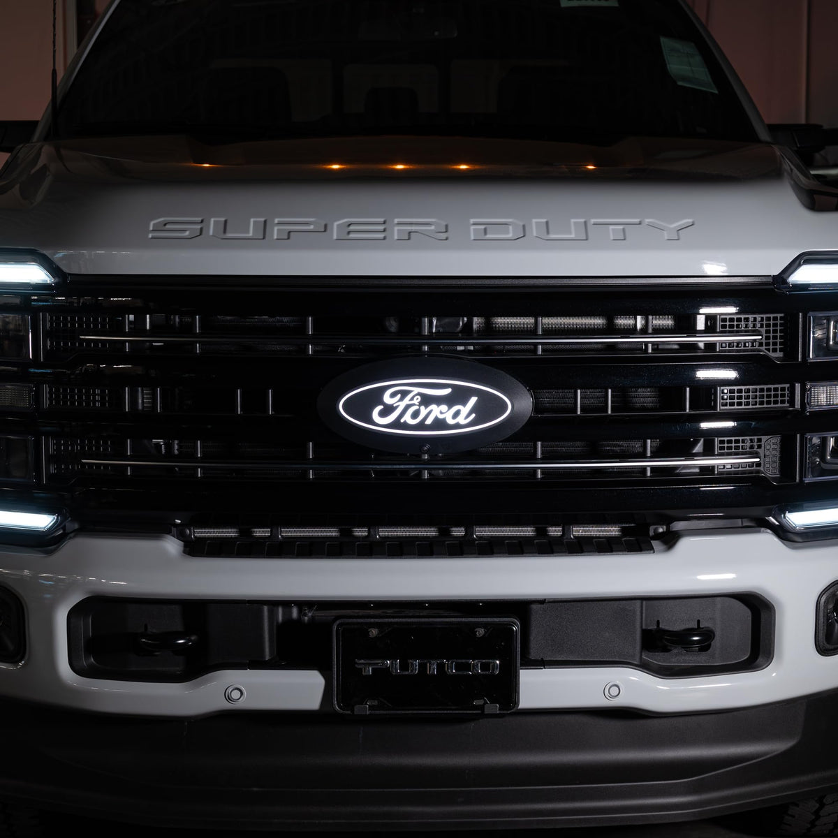 Putco 92803 Putco Luminix White Oval LED Emblem - Fits Ford F250, F350, F450, F550 2023-2027 with Camera and Spray Washer