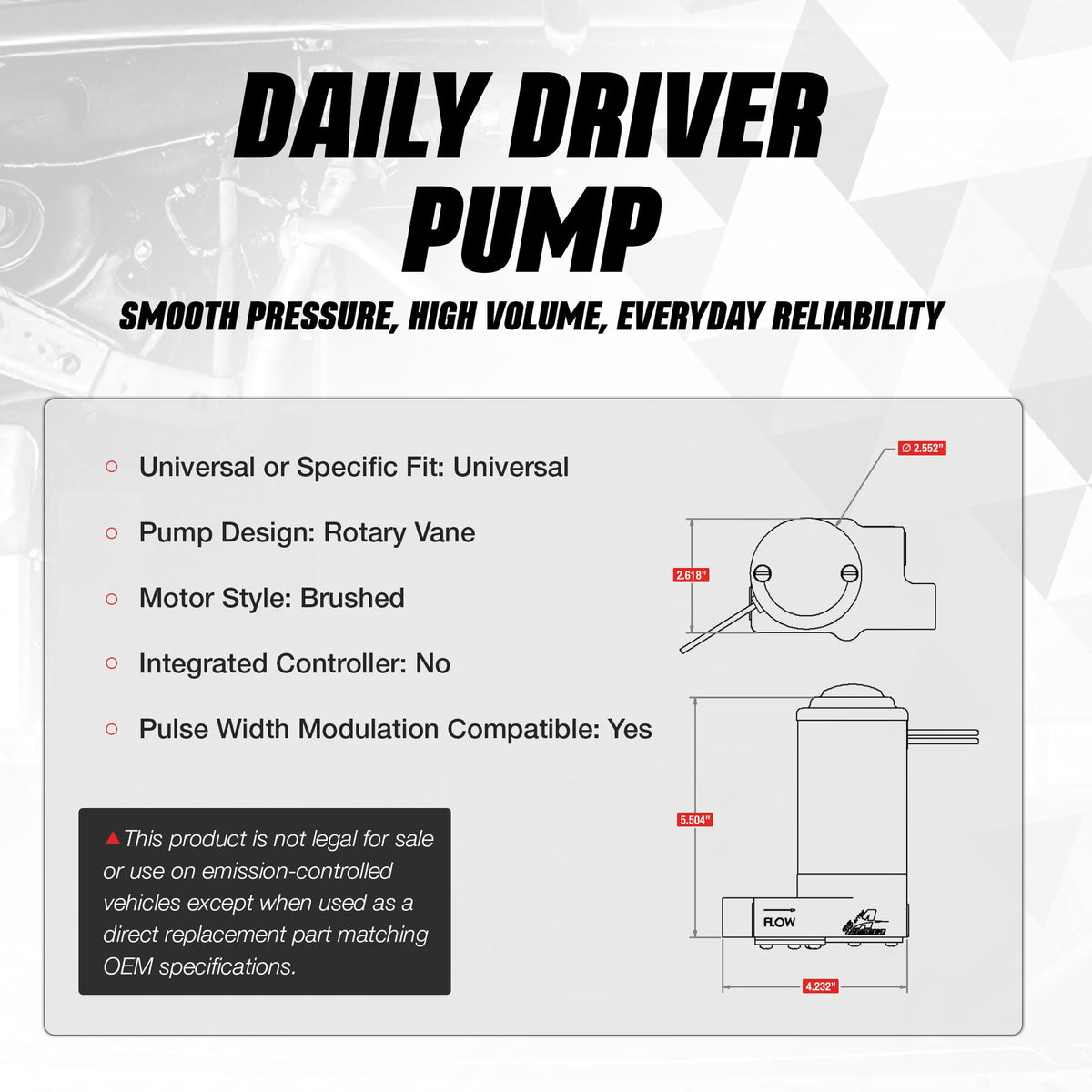 AEROMOTIVE 11203 Aeromotive SS Carbureted Electric Fuel Pump 12V - 3/8 NPT External - 11203