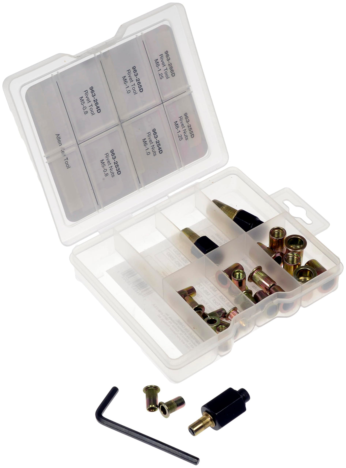 DORMAN 963-998 Dorman 963-998 Rivet Nuts and Hand Tool Kit - Metric M5, M6, M8 (Tray Contains 26 Pieces)