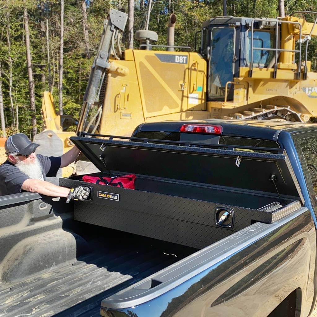 CAMLOCKER S71LP_MB CAMLOCKER S71LPMB 71 Inch Low Profile Crossover Tool Box, Heavy Duty Aluminum, Matte Black, Secure Storage For Pickup Trucks, Weather Tight Construction, with Sliding Tool Tray Organizer, Made in USA