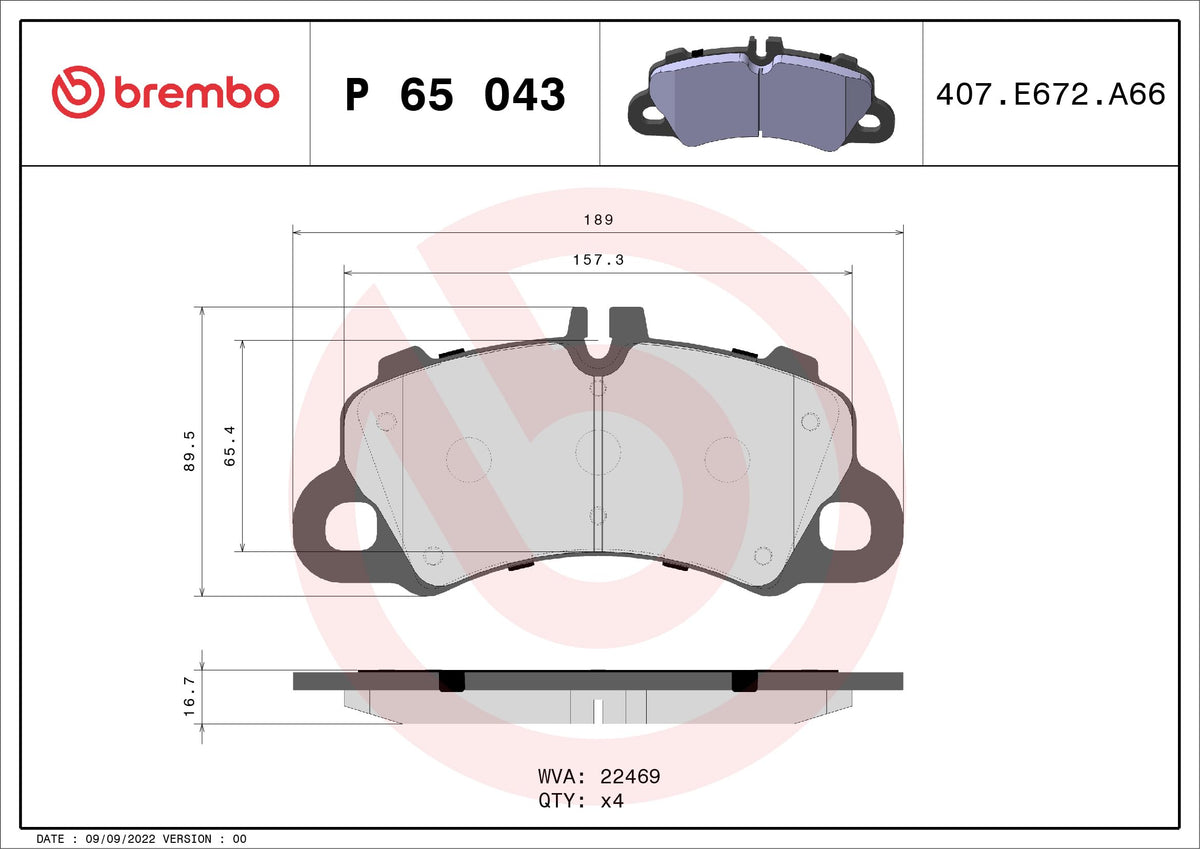 BREMBO P65043 BREMBO Brake Pad Set, Disc Brake P65043