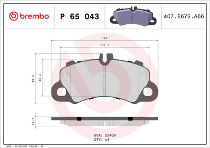BREMBO P65043 BREMBO Brake Pad Set, Disc Brake P65043