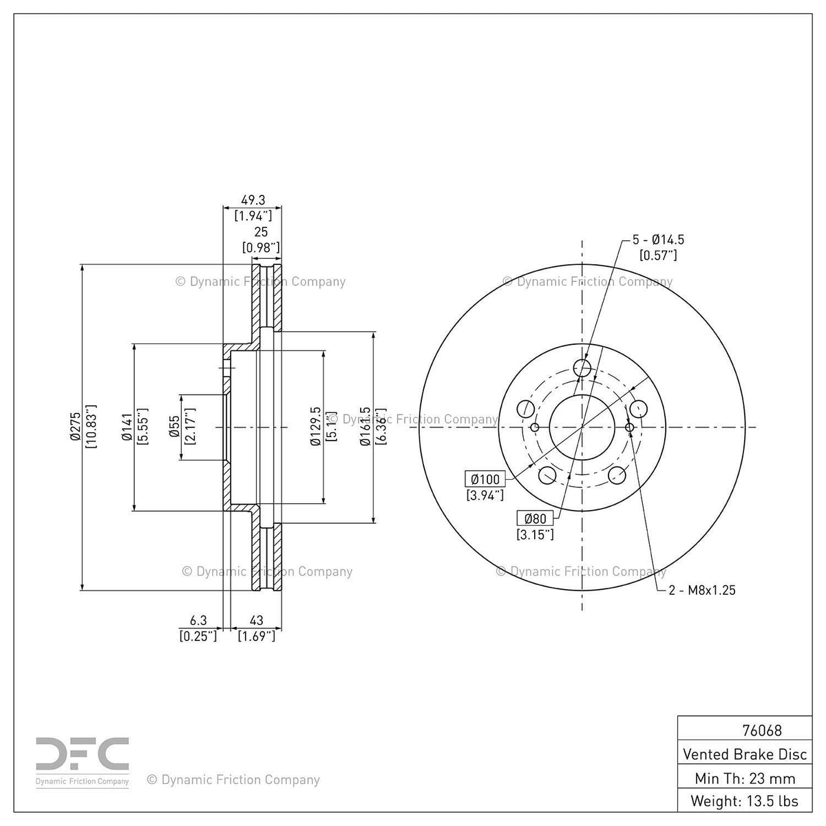 Dynamic Friction 604-76068 Front Brake Rotor