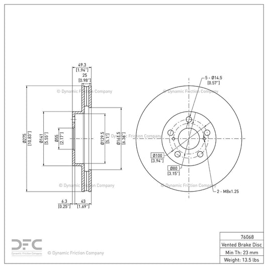 Dynamic Friction 604-76068 Front Brake Rotor