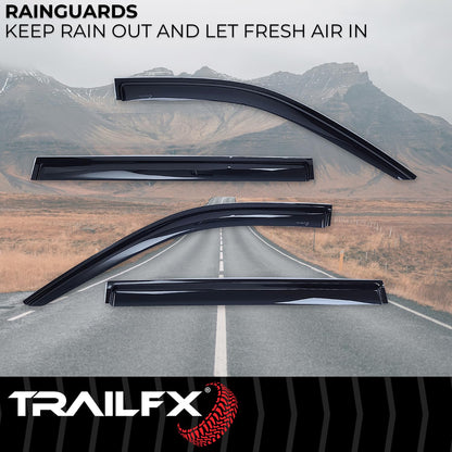 TRAILFX 4706H TrailFX Acrylic Rainguards Fits 2021-2024 Chevrolet Tahoe Chevrolet Tahoe GMC Yukon Low Profile Tape-On Smoke Window Vents Outside Channel Mount Set of 4 Window Rain Guards TrailFX 4706H