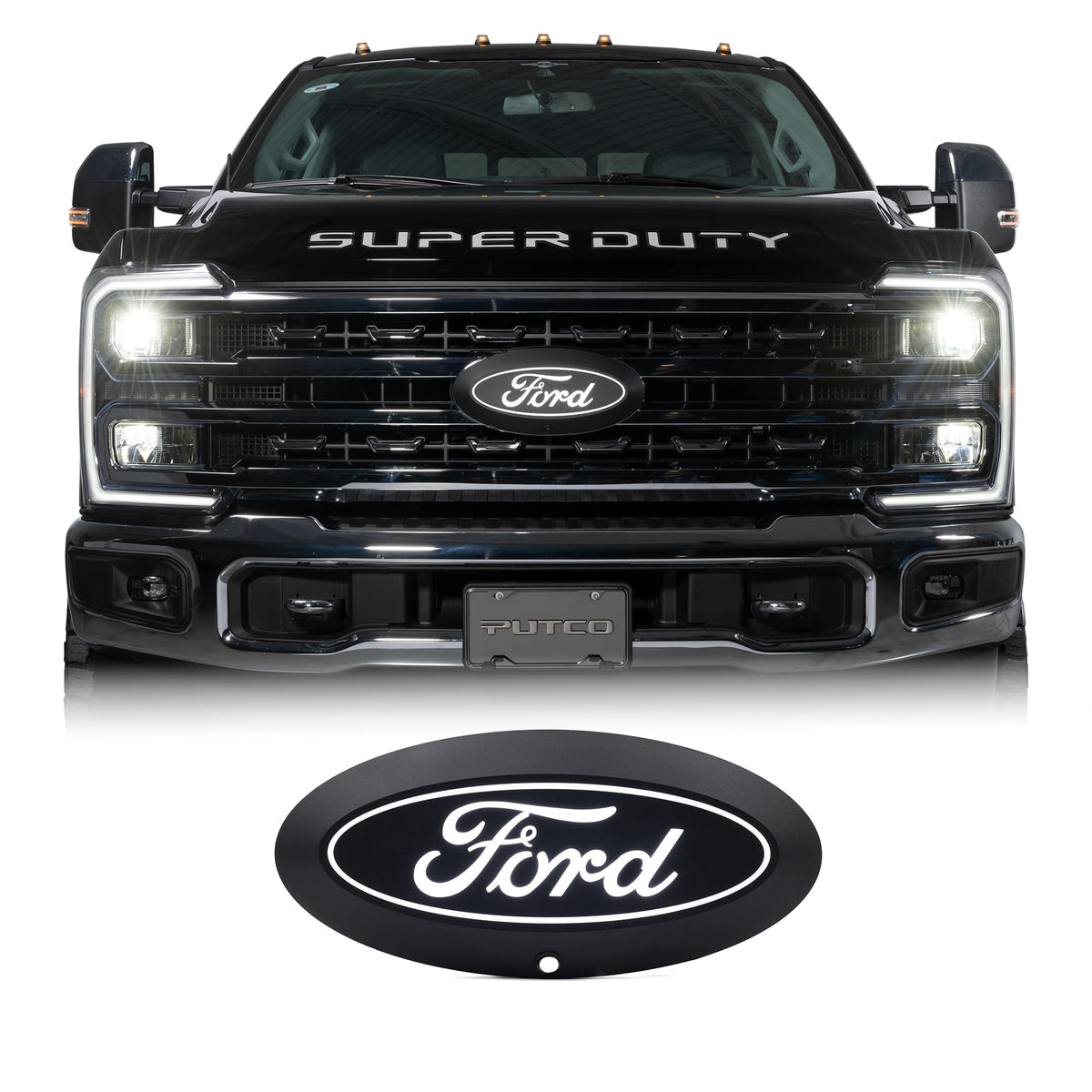 PUTCO 92804 Putco Luminix White Oval LED Emblem - Fits Ford Super Duty F250, F350, F450, F550 2023-2026 with Camera and w/o Washer