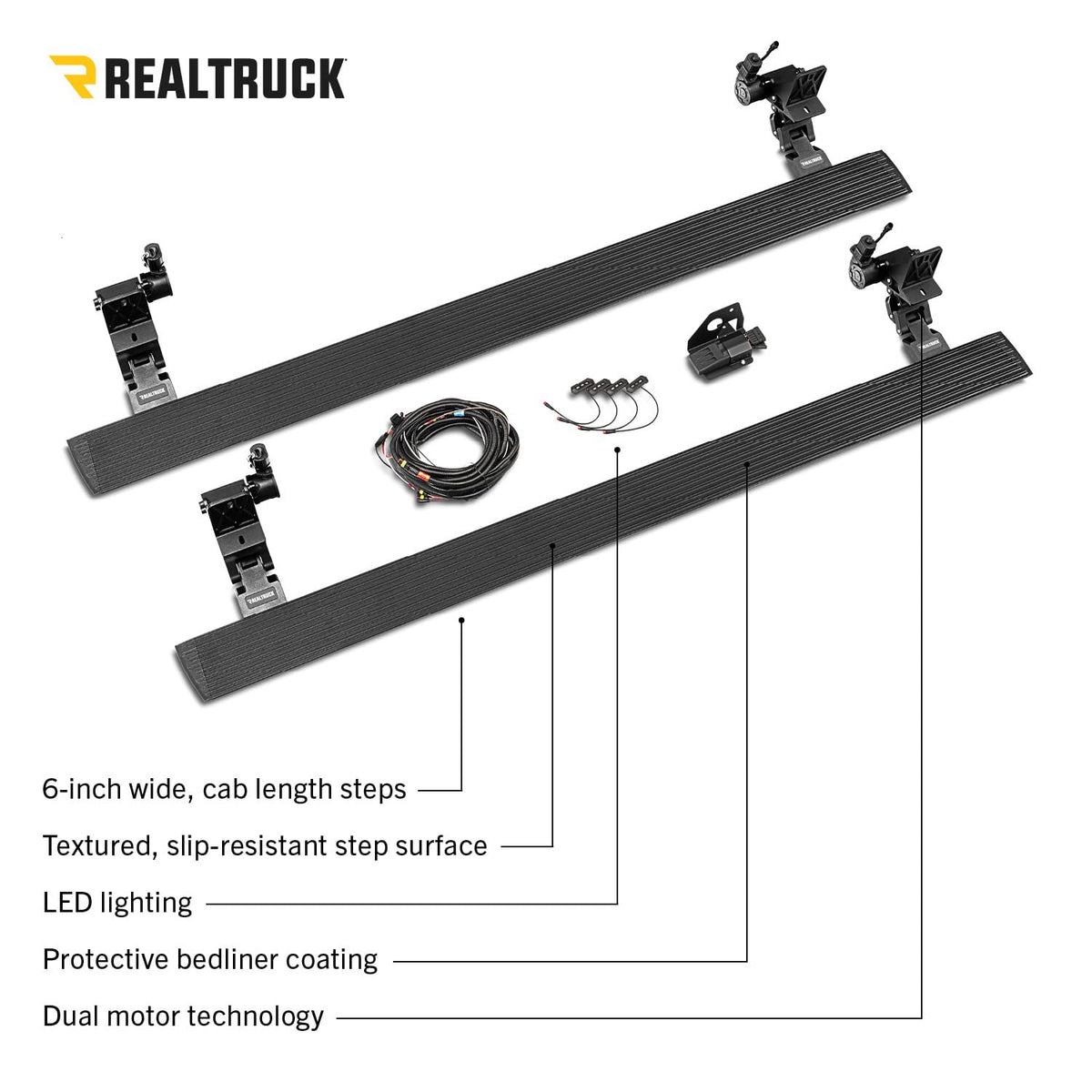 Go Rhino! 20443580T Go Rhino E1 Running Boards & Install Hardware – Aluminum, Protective Bedliner Coating, Three Brackets Per Side – 20443580T – Fits 2022-2024 Toyota Tundra Double Cab Pickup