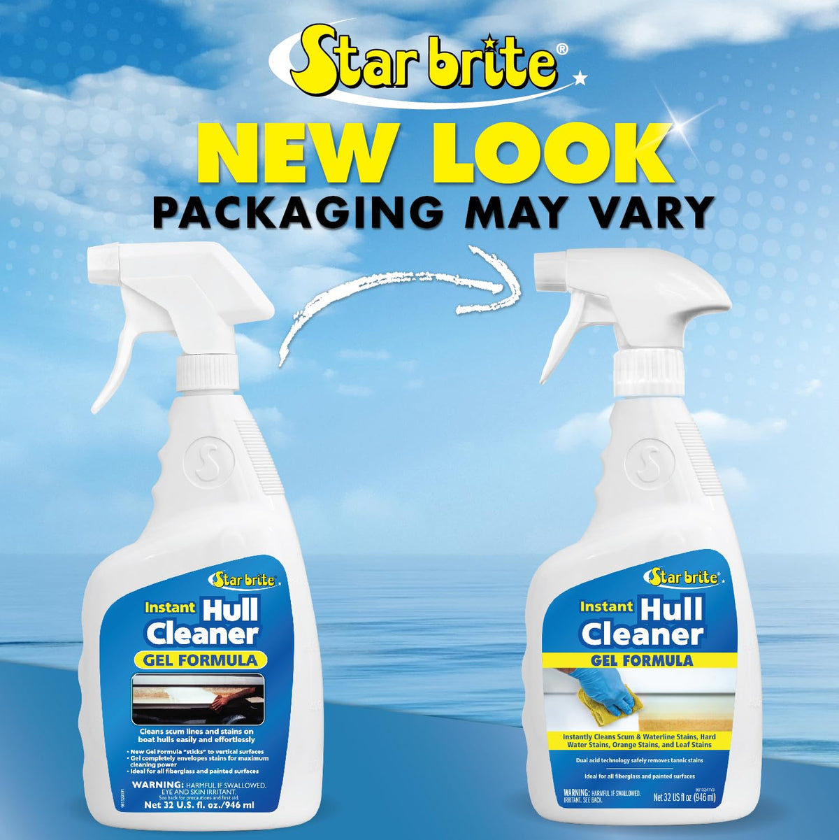 STAR BRITE 096132 STAR BRITE Instant Hull Cleaner - 32 Oz Gel Spray - Easily Remove Stains, Scum Lines & Grime on Boat Hulls, Fiberglass, Plastic & Painted Surfaces - Easy to Use Formula (096132)