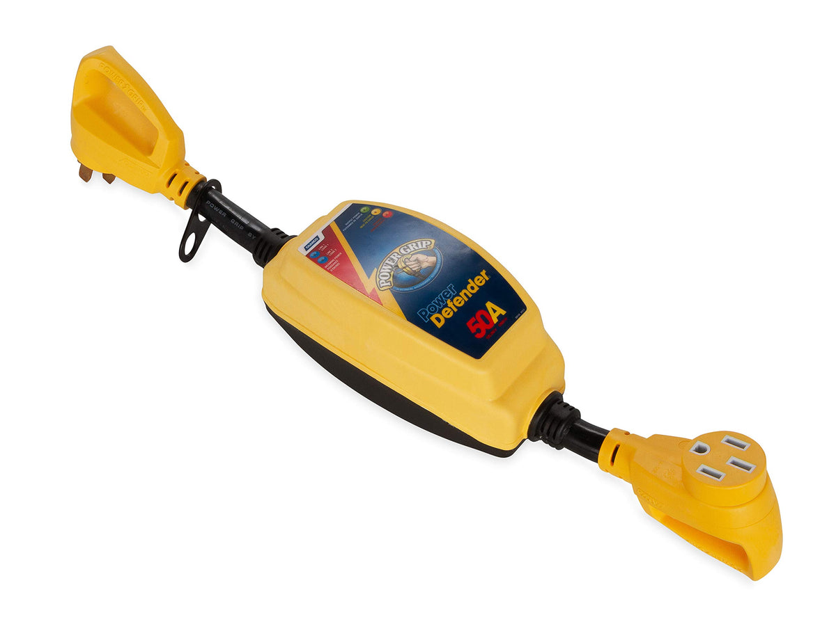 CAMCO 55306 Camco Power Grip RV 50-Amp Voltage & Surge Protector - Features Integrated Surge Protection of Up to 4,200 Joules & Diagnostic LEDs Indicate Wiring Faults (55306)