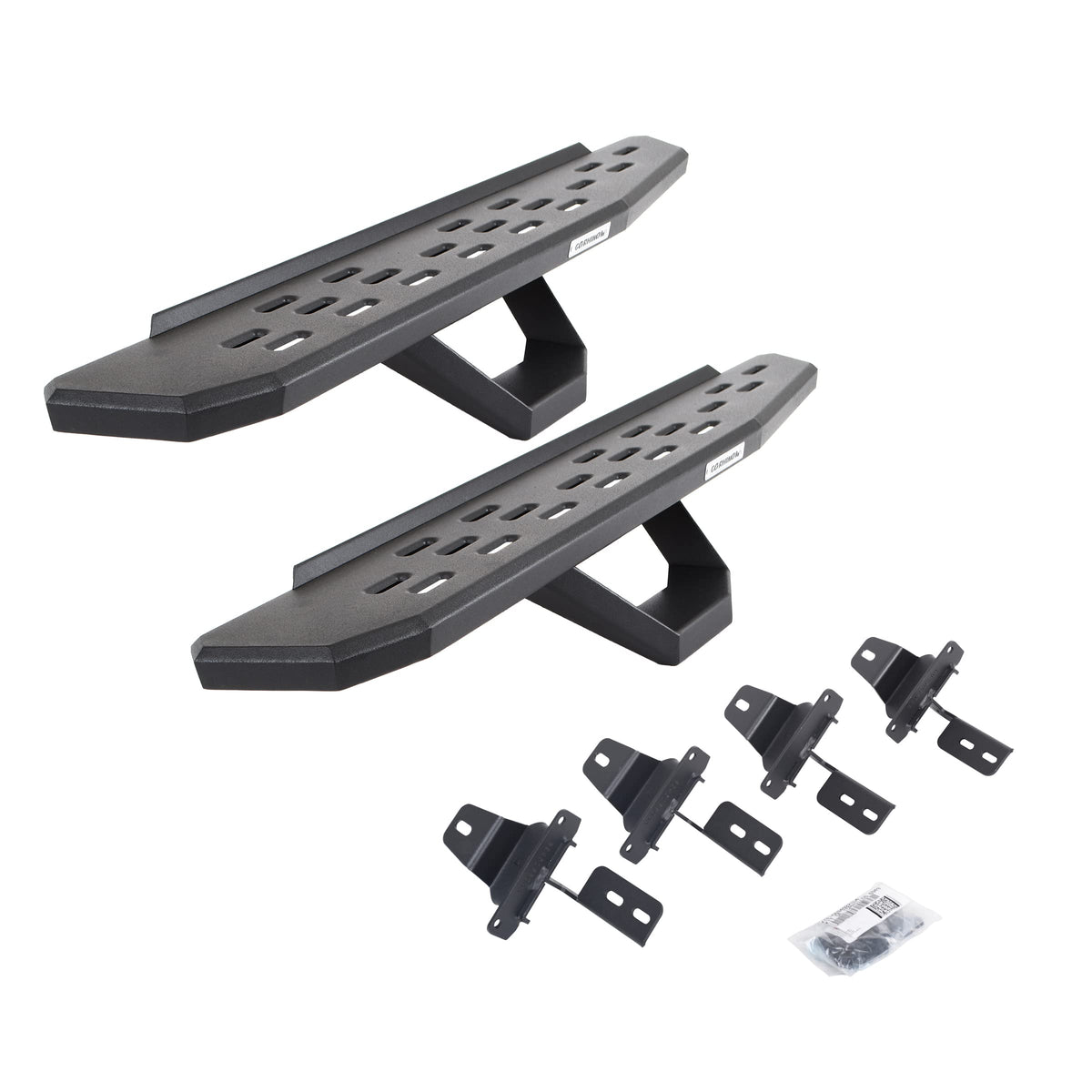 GO RHINO 6969274810PC Go Rhino RB30 Running Boards, Brackets, & 1 Pair of Drop Steps – Galvanized Steel, Textured Black – 6969274810PC – Fits 2018-2024 Jeep Wrangler JL, 2-Door