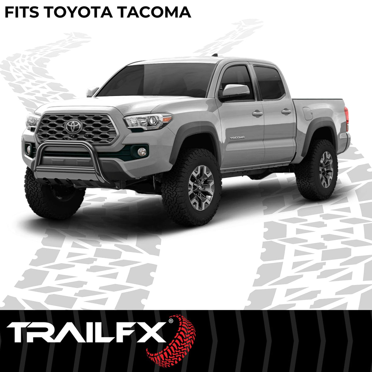 TRAILFX B0045T TrailFX Bull Bar Fits 2024-2025 Toyota Tacoma 3-Inch Diameter Titanium Black Powder Coated Steel with Skid Plate Optional Lighting Mounts Bolt On Installation TrailFX B0045T