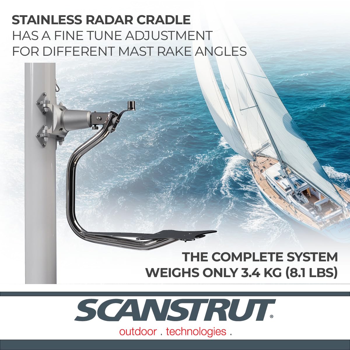 SCANSTRUT LMM-1 Scanstrut LMM-1 Self-Leveling Radar Mount for 2kW/4kW Raymarine, Garmin, and Navico BR24/3G/4G Radomes - Mast-Mounted