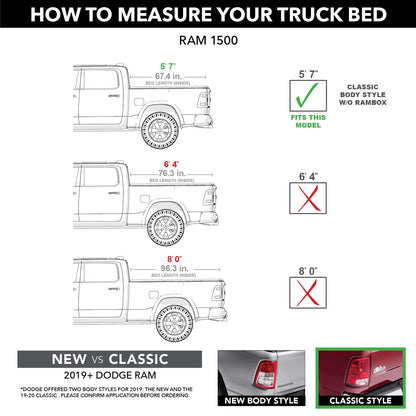 RealTruck LG447M RealTruck Roll-N-Lock M-Series Retractable Truck Bed Tonneau Cover – LG447M – Fits 2009 - 2018, 2019 - 2020 Classic Dodge Ram 1500/2500/3500 5' 7" Bed (67.4")