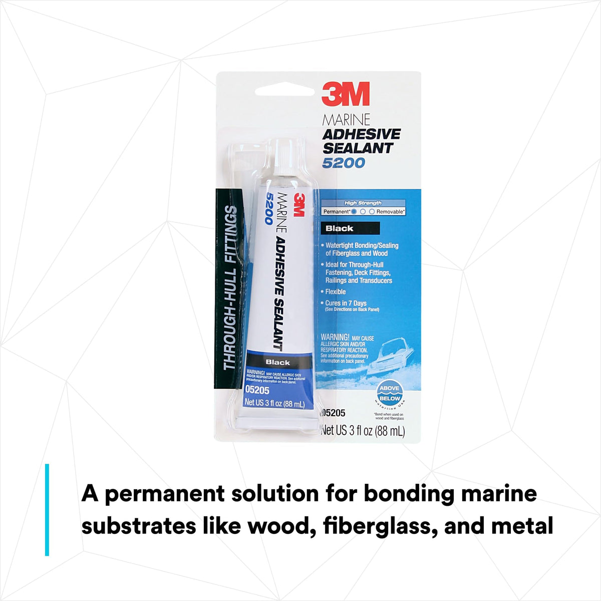 3M 05205 3M Marine Adhesive Sealant 5200, Black, 3 oz Tube