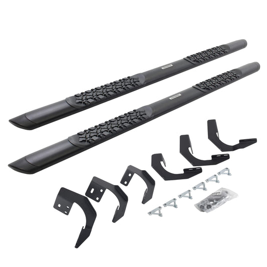 GO RHINO V3420687T Go Rhino V-Series V3 5" Side Steps & Mounting Brackets – Aluminium, Textured Black – V3420687T – Fits 2015-2018 Ram 1500 Crew Cab Pickup; 2019-2023 Ram 1500 Classic Crew Cab Pickup