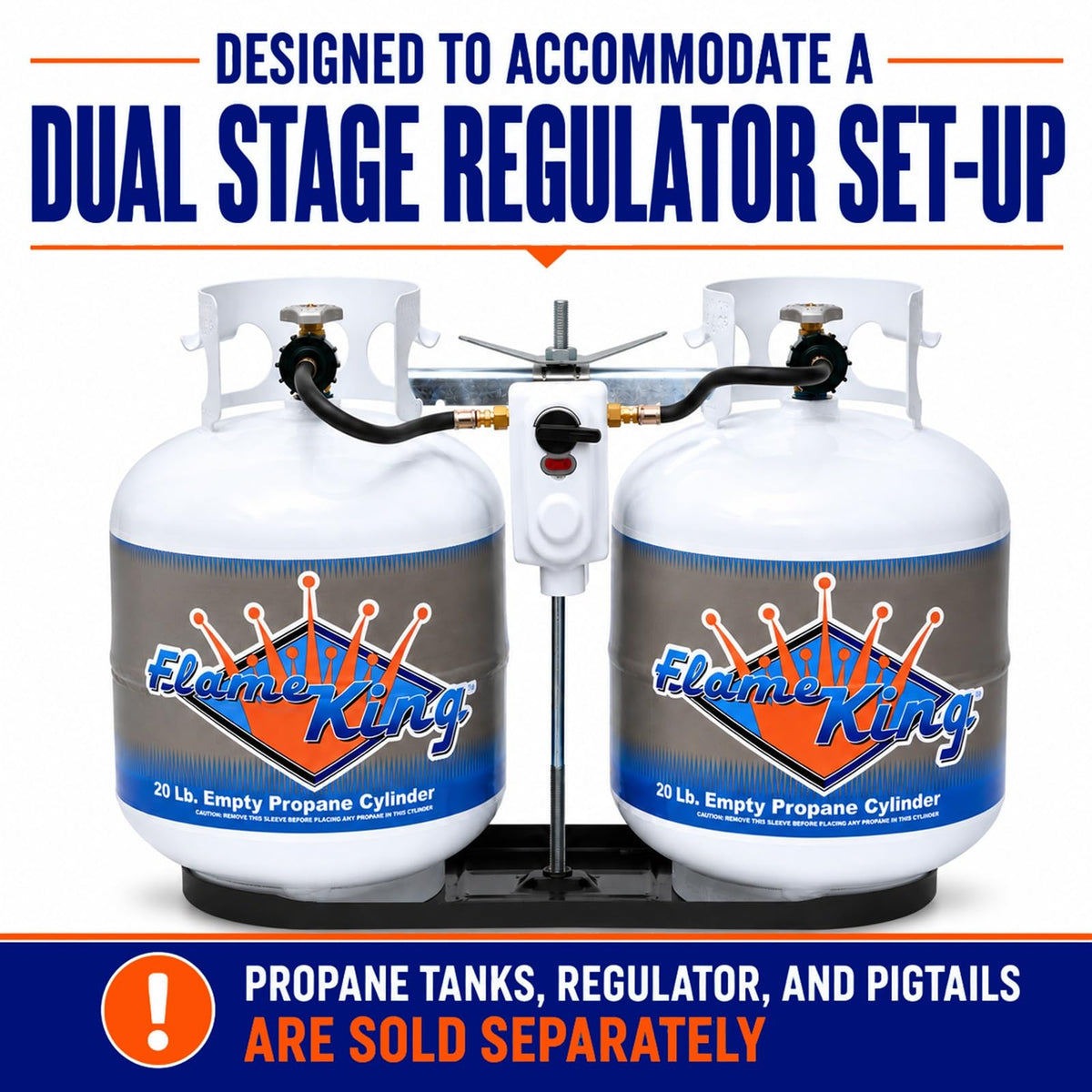 FLAME KING KT20MNT Flame King Dual RV Propane Tank Cylinder Rack for RVs and Trailers for 20lb Tanks - KT20MNT (Tanks Sold Separately)