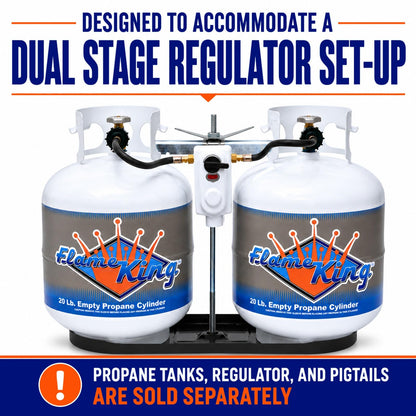 FLAME KING KT20MNT Flame King Dual RV Propane Tank Cylinder Rack for RVs and Trailers for 20lb Tanks - KT20MNT (Tanks Sold Separately)