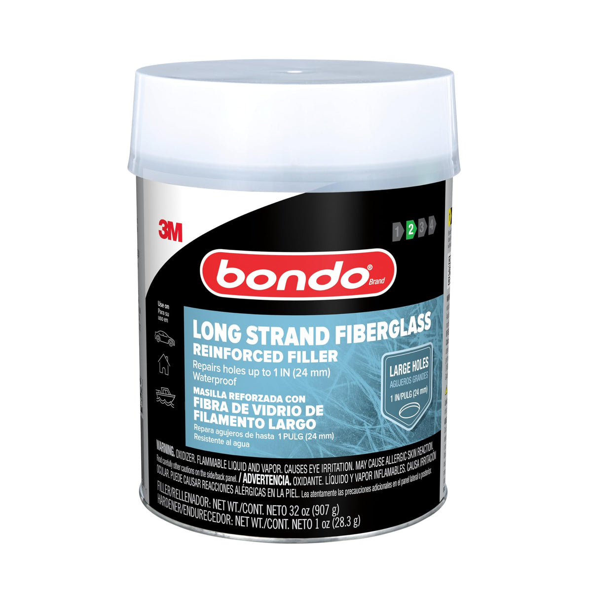 3M 762 Bondo Bondo-Hair Long Strand Fiberglass Reinforced Filler, 00762, 1 Quart