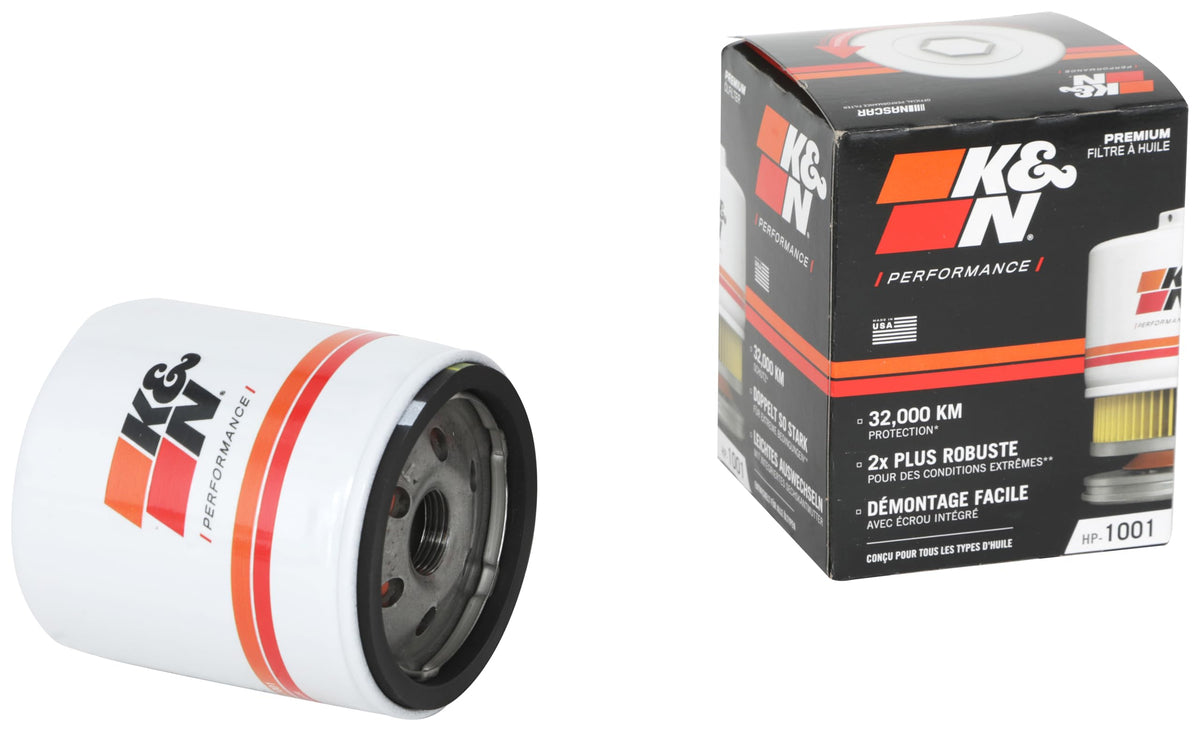 K&N FILTER HP-1001 K&N Oil Filter: 20,000 Mile Engine Protection with Wrench Off Nut, HP-1001