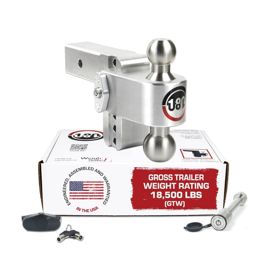 WEIGH SAFE LTB4-2.5-KA Weigh Safe Adjustable Trailer Hitch Ball Mount, 4" Adjustable Drop Hitch for 2.5" Receiver w/ 2 pc Keyed Alike Lock Set, Heavy Duty Aluminum Trailer Tow Hitch w/Stainless Steel Tow Balls, 18,500 GTW