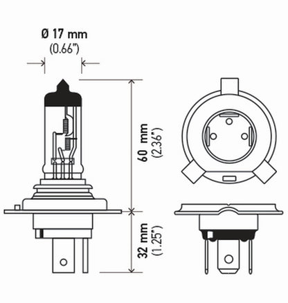 HELLA 002525651 Hella 002525651 BULB H4 12V 60/55W P43T T4.625 +50