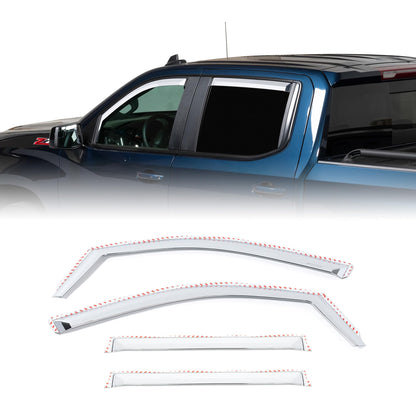 PUTCO 480242 Putco Element Chrome Window Deflectors Fits Chevy Silverado/GMC Sierra 1500 19-26, 2500/3500 20-27 - Set of 4 - in Channel Install