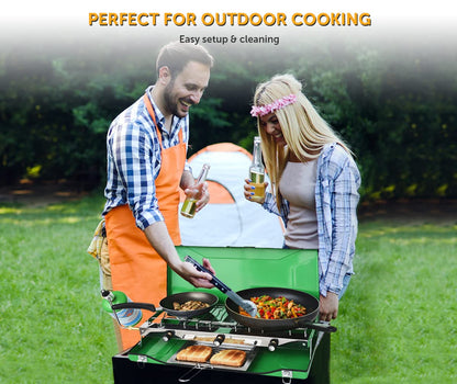 FLAME KING YSNBBQ-136M Flame King YSNBBQ-136M 3-Burner Portable Camping Stove Grill w/Toast Tray, Great for Outdoor Cooking, Backpacking, Hiking, & Emergency, Compatible with 1LB Propane Gas Bottle