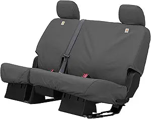 Covercraft Carhartt SeatSaver Custom Seat Covers — Fits 2014-2019 Chevrolet Silverado/GMC Sierra 1500, 2015-2024 Silverado/Sierra 2500/3500 — 2nd Row Crew Cab, 60/40 Bench Seat, Duck Weave Gravel