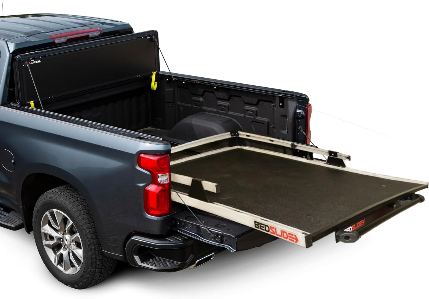 BedSlide 2000 Heavy-Duty Sliding Truck Bed Organizer, 79 x 48-Inch, Capacity 2000 lbs., Truck Bed Storage Tray, Silver