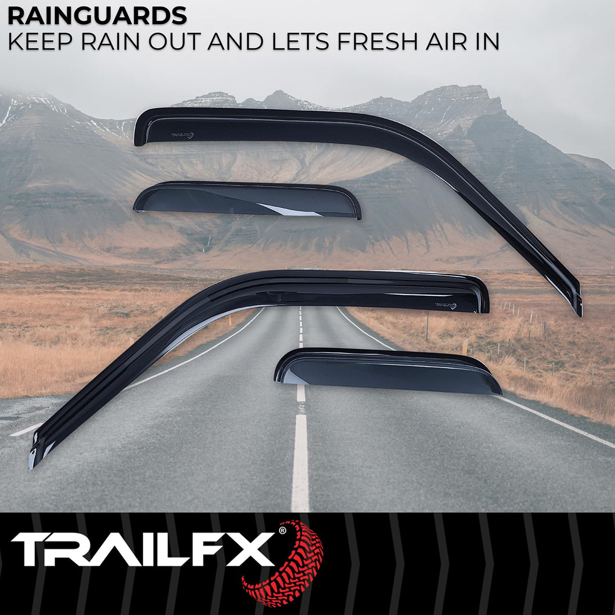 TRAILFX 4231H TrailFX Rainguards Fits 1988-1999 Chevrolet C1500 Extended Cab Smoked Window Vents Low Profile Tape-On Acrylic Window Covers Outside Channel Mount Set of 4 TrailFX 4231H 4 Piece Set