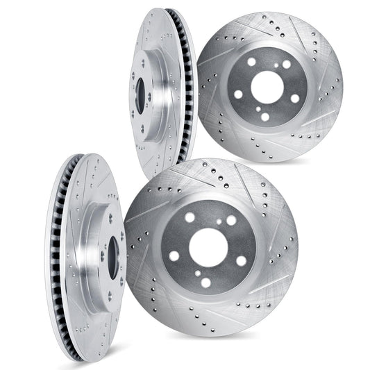 Dynamic Friction 7004-02021 BRAKE ROTOR DRILLED AND SLOTTED SILVER