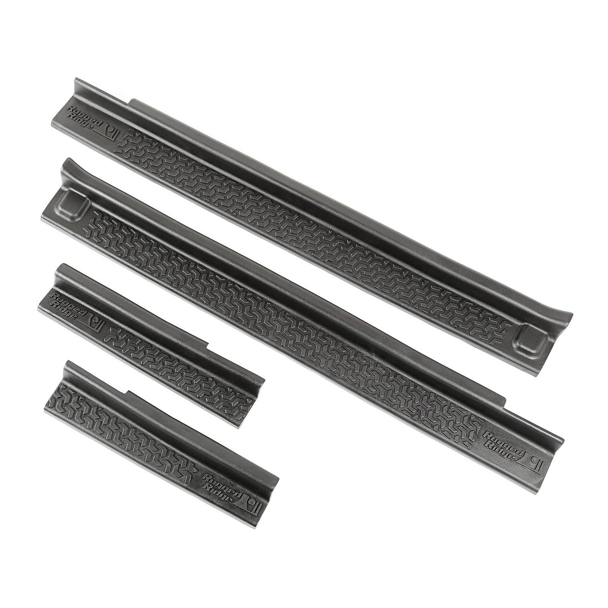 RUGGED RIDGE 11216.21 Rugged Ridge All-Terrain Entry Guards - Fits 2007–2018 Jeep Wrangler JKU 4-Door - Trail-Ready Look & Scratch Protection - Black Thermoplastic - 4-Piece Set