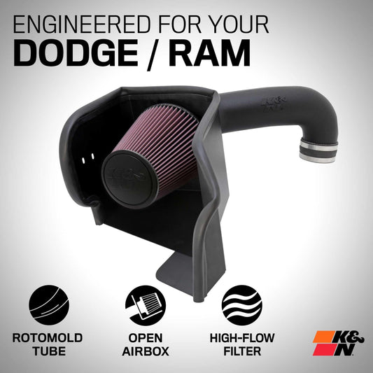 K&N FILTER 57-1561 K&N Cold Air Intake System: High-Flow Air Filter, Increase Performance & Towing: Compatible with 2009-2023 RAM/DODGE 1500 Classic, 1500, 2500, 3500, 57-1561