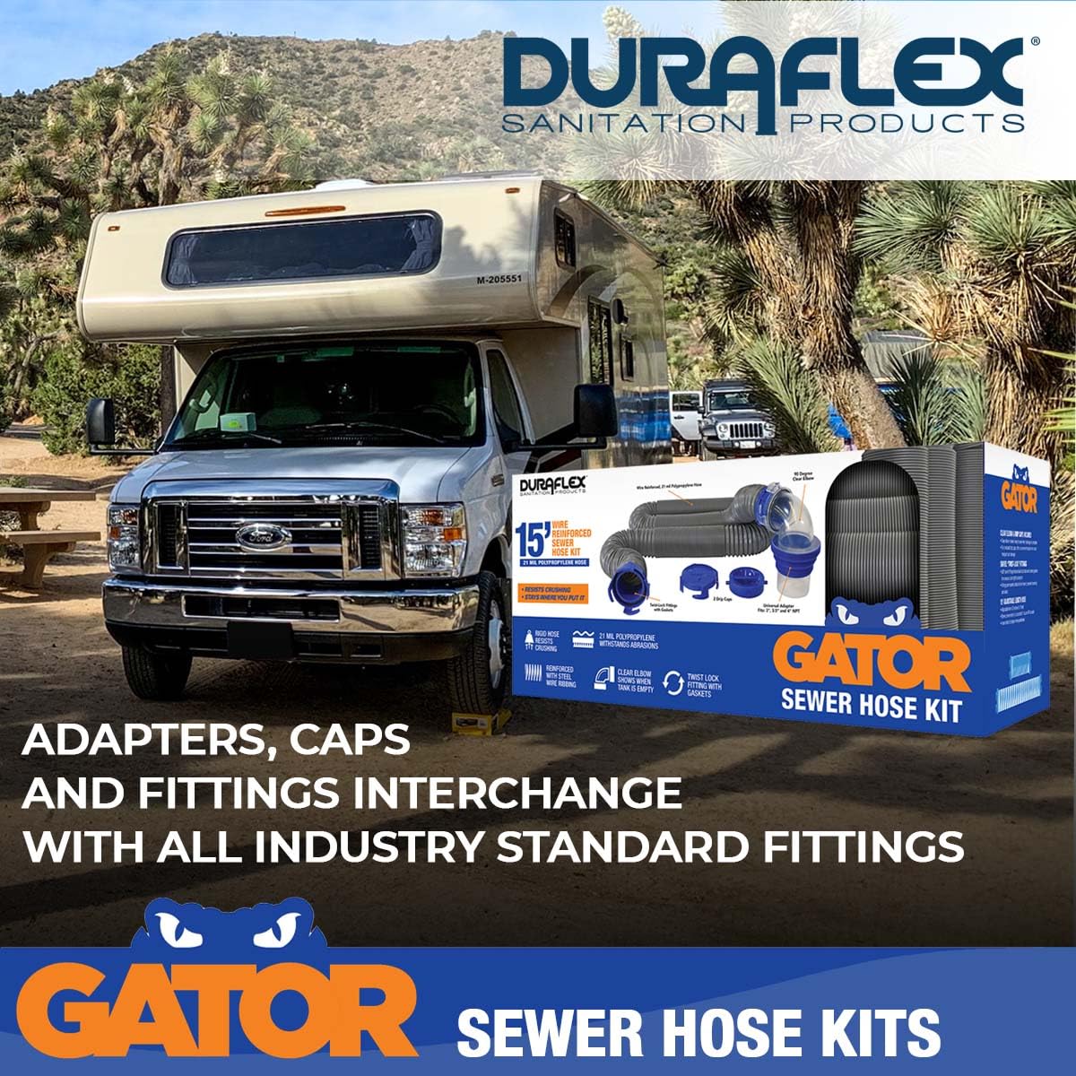 DURAFLEX 22003 Duraflex 22003 GATOR SEWER HOSE KIT 15' WIRE RIB