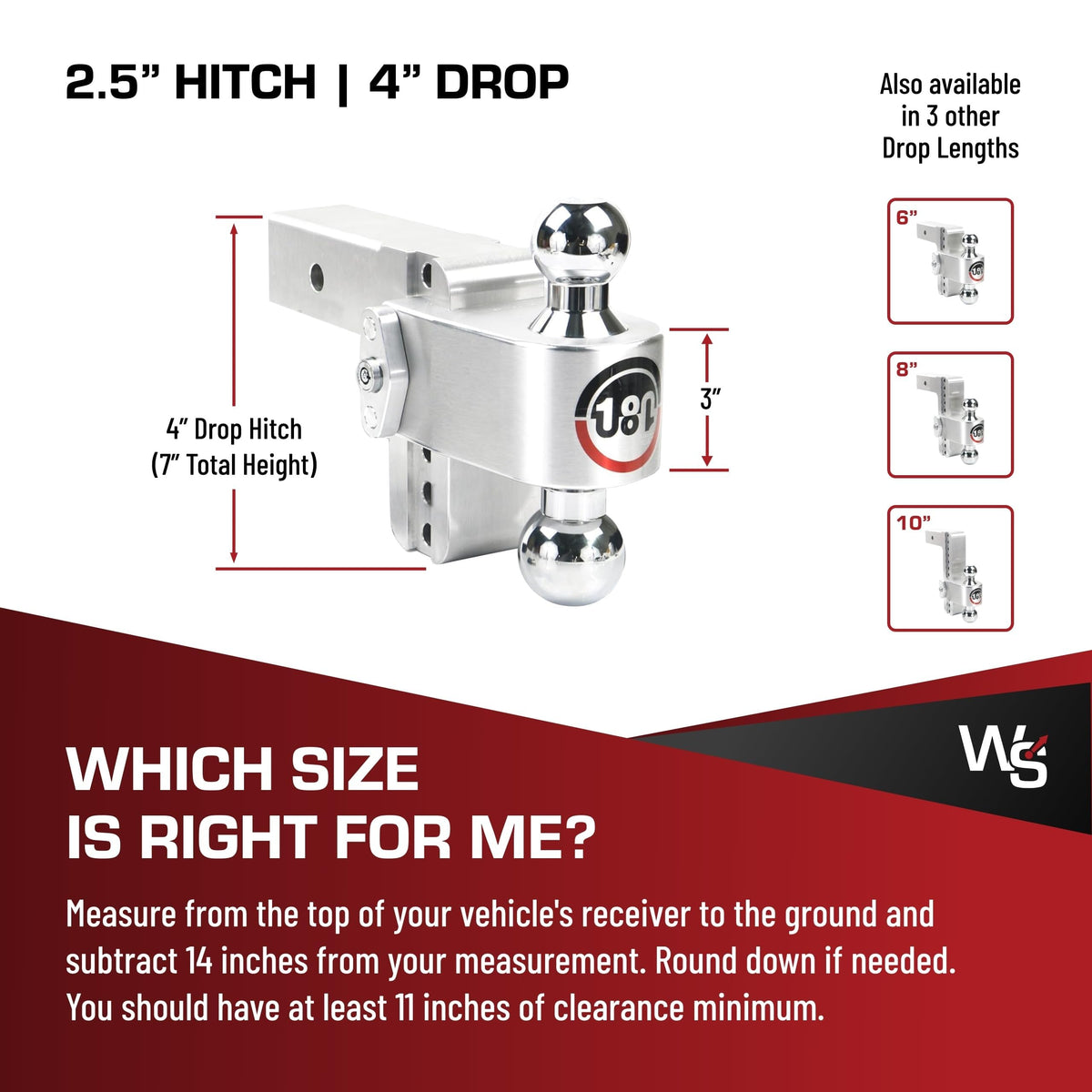 WEIGH SAFE CTB4-2.5 Weigh Safe Trailer Hitch Ball Mount, 4" Drop, 2.5" Receiver, Chrome Balls