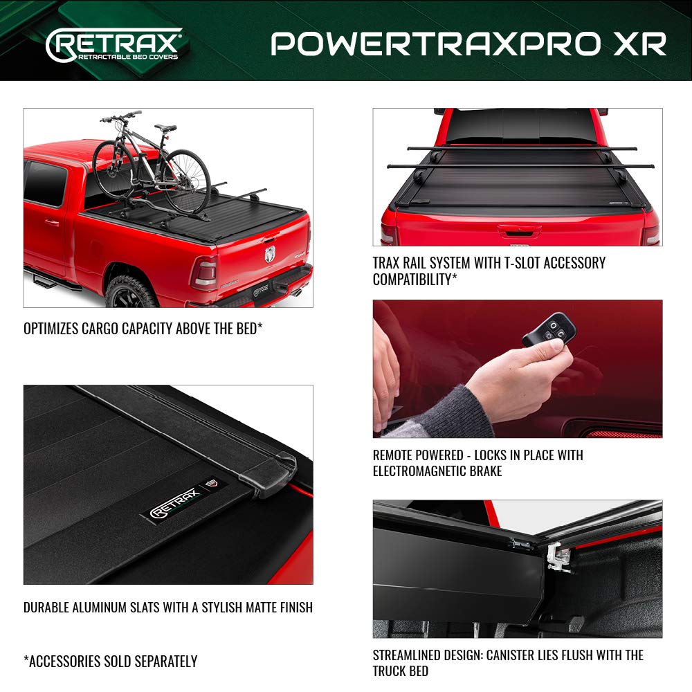 RealTruck T-90244 RealTruck Retrax PowertraxPRO XR Retractable Truck Bed Tonneau Cover – T-90244 – Fits 2019 - 2025 Dodge Ram 1500 w/ RamBox, Fits w/ and w/o Multi-Function (Split) Tailgate 5' 7" Bed (67.4")