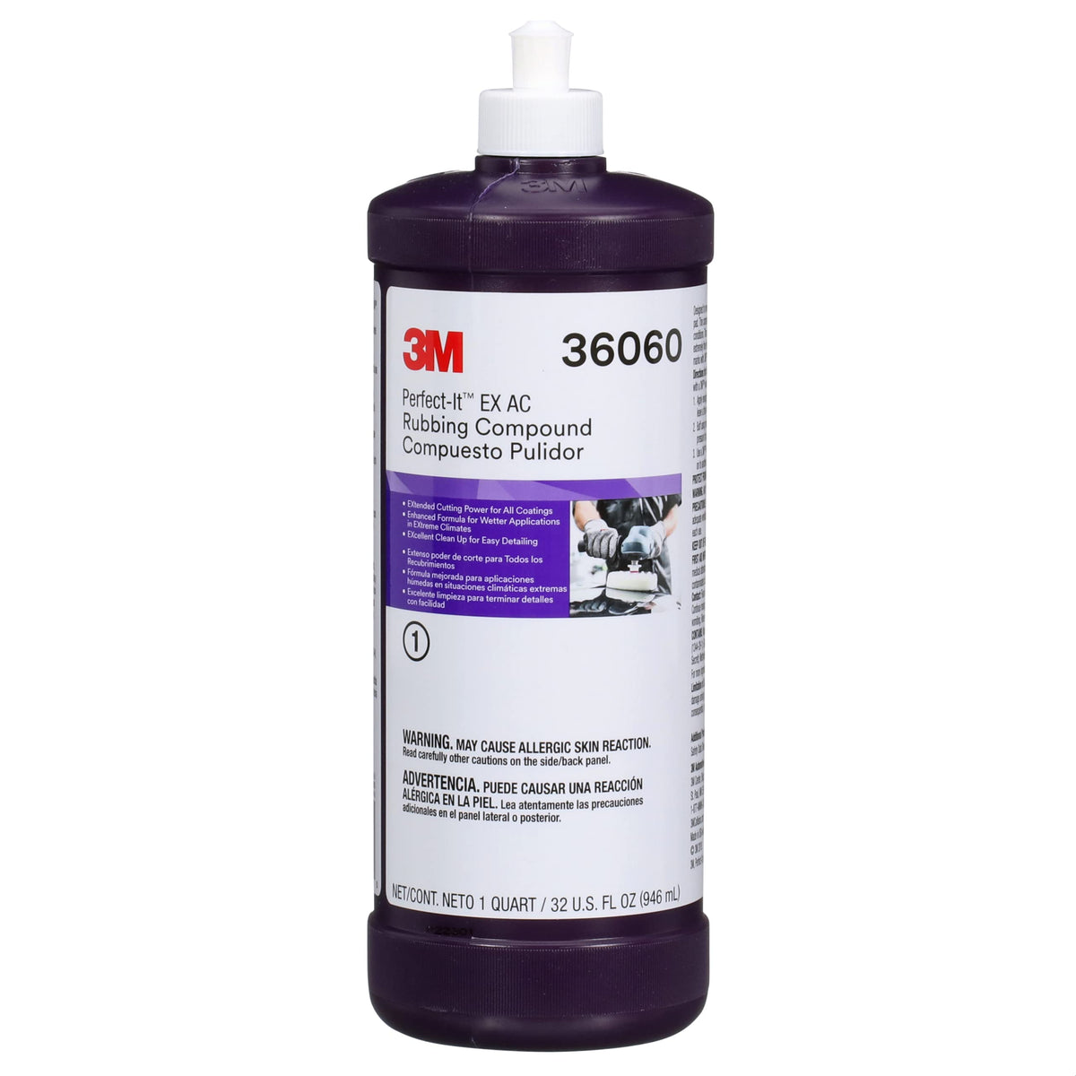 3M 36060 Perfect-It Perfect-It EX AC Rubbing Compound, 36060, Fast Cutting, High Performing, 1 qt (32 fl oz)