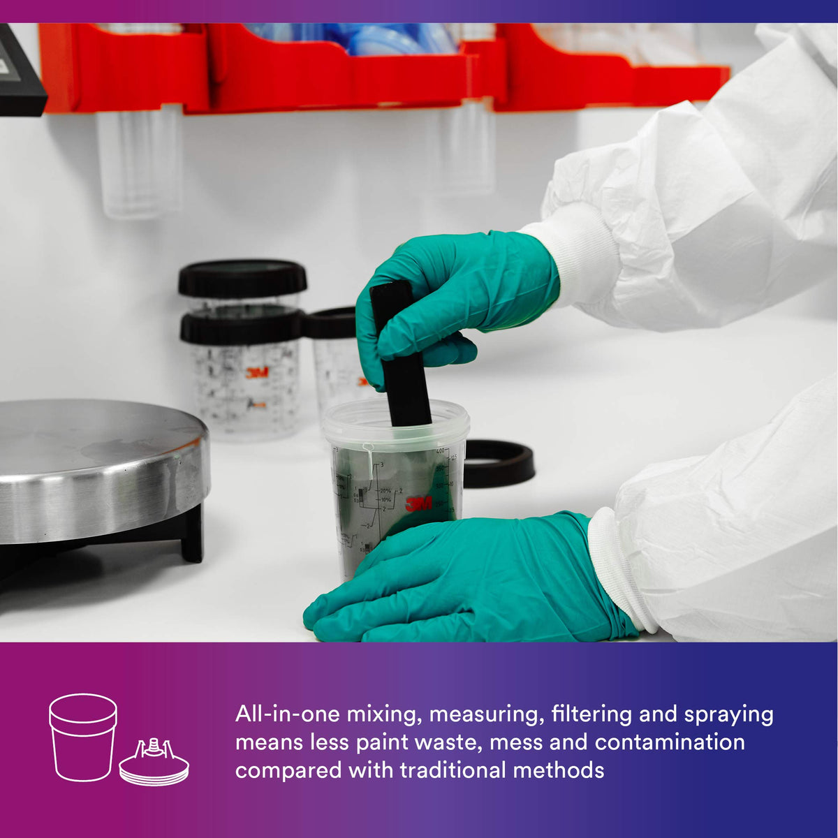 3M 16000 3M PPS (Original Series) Paint Spray Cup Lids and Liners Kit, 16000, Standard, 22 oz, 200-micron Filter, Use w/Paint Gun for Cars, Furniture, Home, 50 Disposable Lids and Liners, 20 Sealing Plugs,
